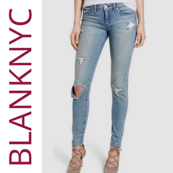 BLANKNYC Skinny Classique Distressed Busted Knee Jeans, Size 29 - Picture 10 of 10